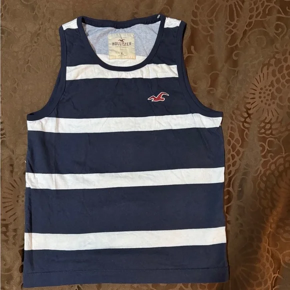 Men’s Hollister Navy and White Striped Tank Top Size XL - Picture 2 of 5